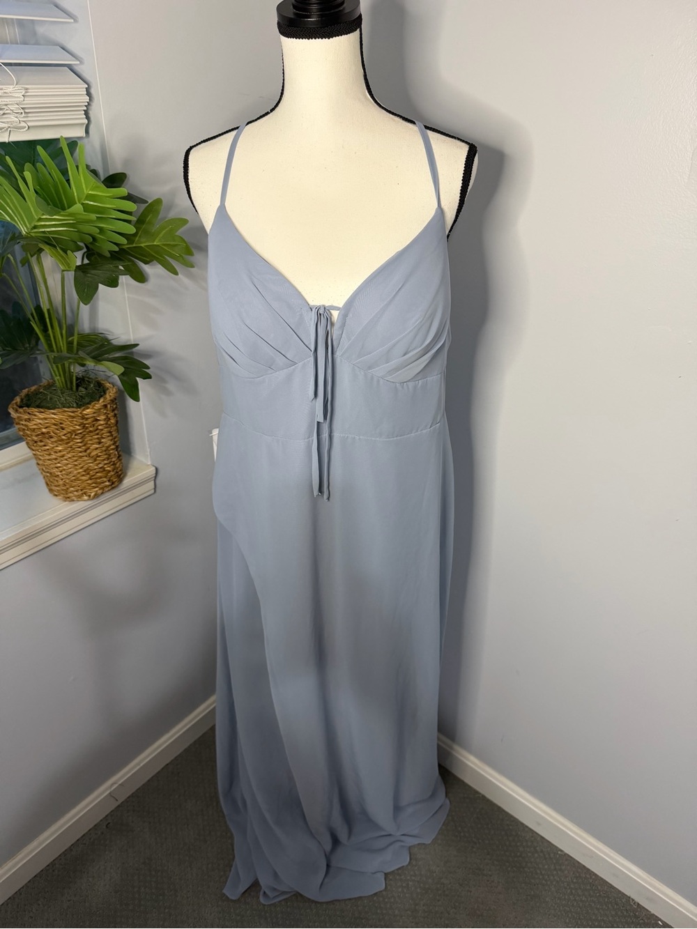 Azazie Light Blue Spaghetti-Strap Maxi Dress